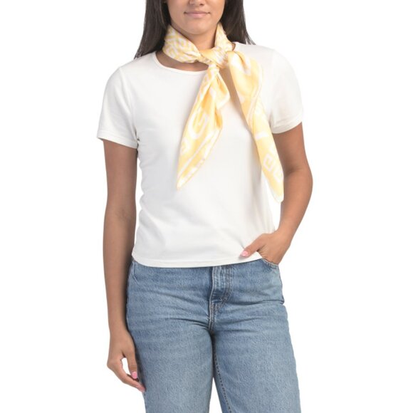 GIVENCHY Yellow/White Made In Italy Silk All Over Twill Scarf